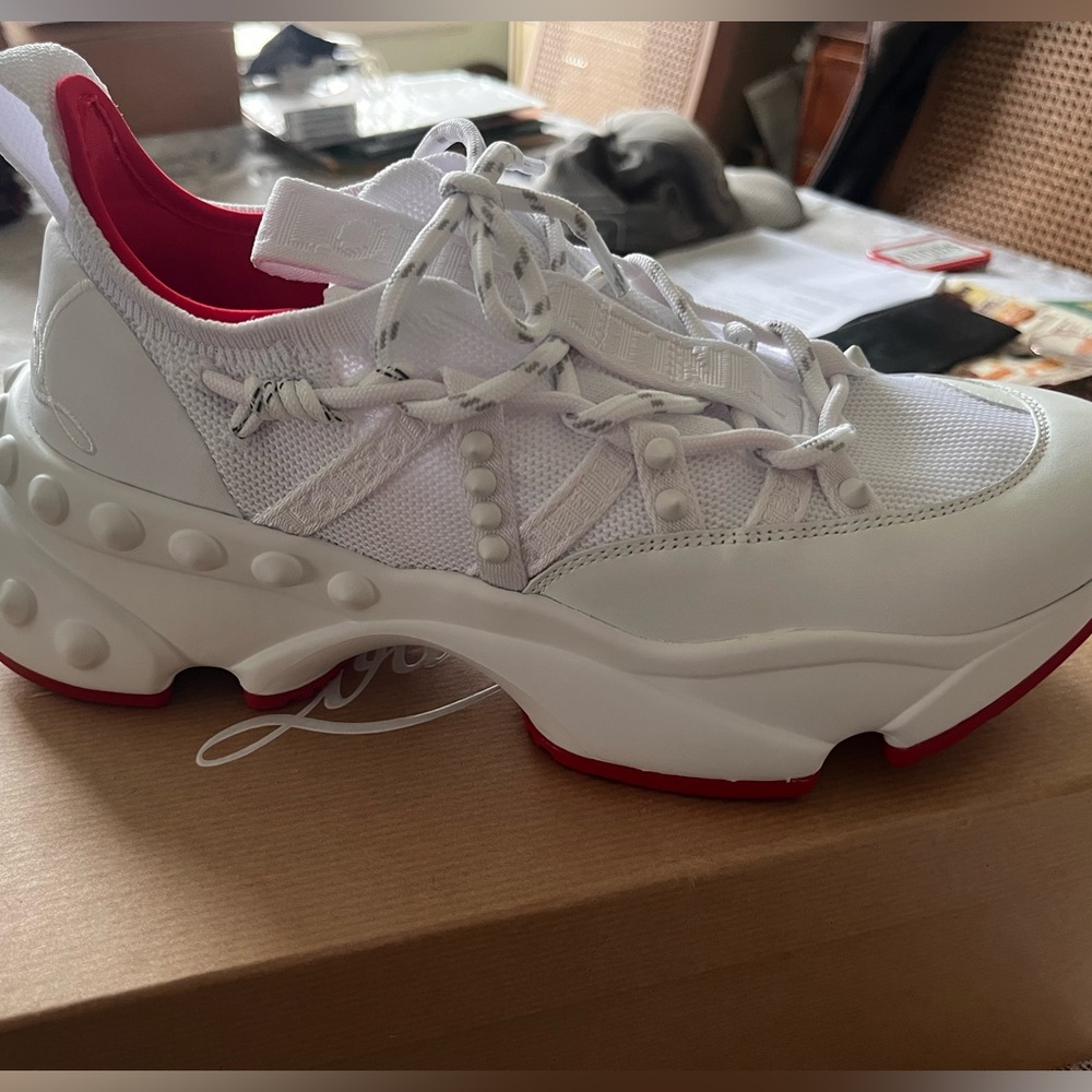 Christian Louboutin Trail n’ Run White and Red Sneakers